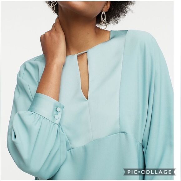 J. Crew Keyhole V-neck Blouse Satin-Backed Crepe - Picture 2 of 15